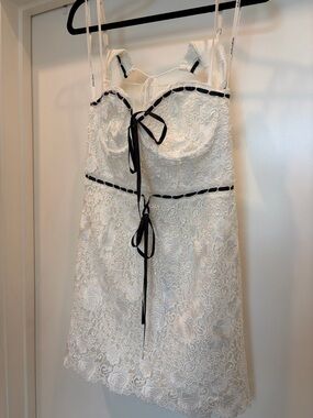 macaroon hook front mini dress For Love & Lemons Macroon Linen-Blend Mini Dress Small / White